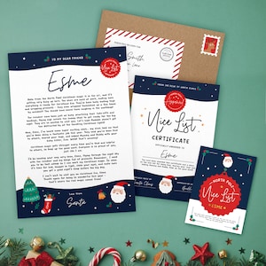 Personalised Letter From Santa Bundle - Starry Skies | Nice List Certificate | Kids Name | Father Christmas | Surprise Children | North Pole