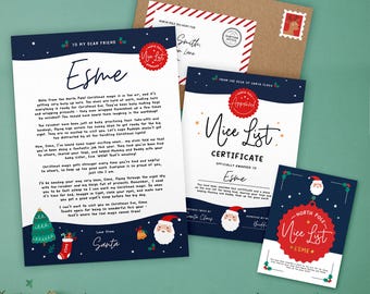 Personalised Letter From Santa Bundle - Starry Skies | Nice List Certificate | Kids Name | Father Christmas | Surprise Children | North Pole