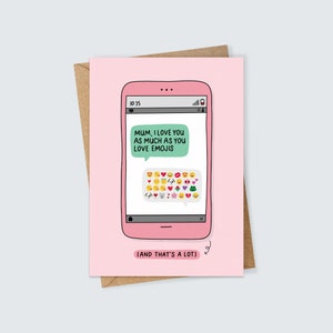 Cartão de Dia das Mães Emoji Lover Cartão de Aniversário Engraçado para Smartphone para a Mãe