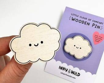 Little Cloud of Comfort Pin Badge/Magnet - Small Motivational Gift for Friend - Eco Friendly Brooch