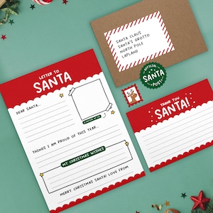 Kit de carta a Papá Noel / Hoja de pegatinas con actividades navideñas para niños / Plantilla de escritura fácil / Niños pequeños / Paquete para colorear de Papá Noel