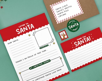 Letter To Santa Kit | Children's Christmas Activity Sheet Stickers | Easy Writing Template | Young Kids | Father Christmas Colouring Bundle