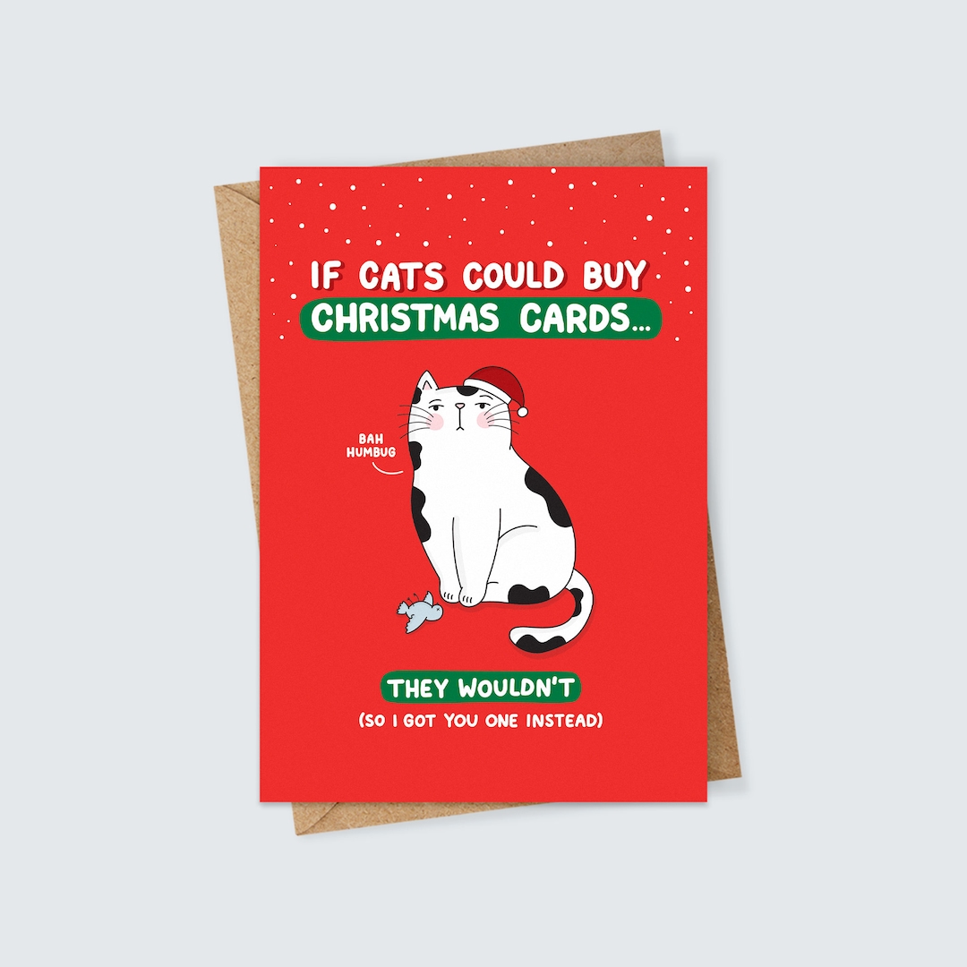 Sassy Cat Christmas Card Cute Illustrated Grumpy Pet Card From the Cat ...