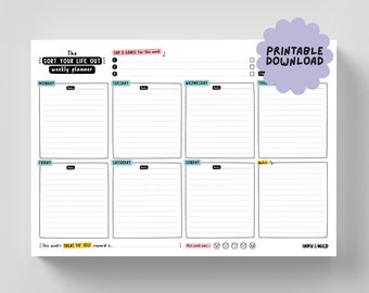 PRINTABLE A4 Weekly Planner Digital Download To Do List Motivation Goal Setting Notepad Student Revision Agenda Office Notebook Organiser