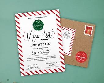 Personalised Santa's Nice List | Official Certificate with Kids Name | Father Christmas | Surprise for Children | Letter from the North Pole