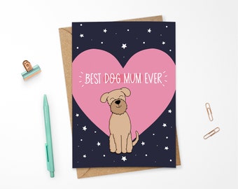 Best Dog Mum Ever Card for Birthdays or Mother’s Day Cute Pet Illustration for Animal Lovers