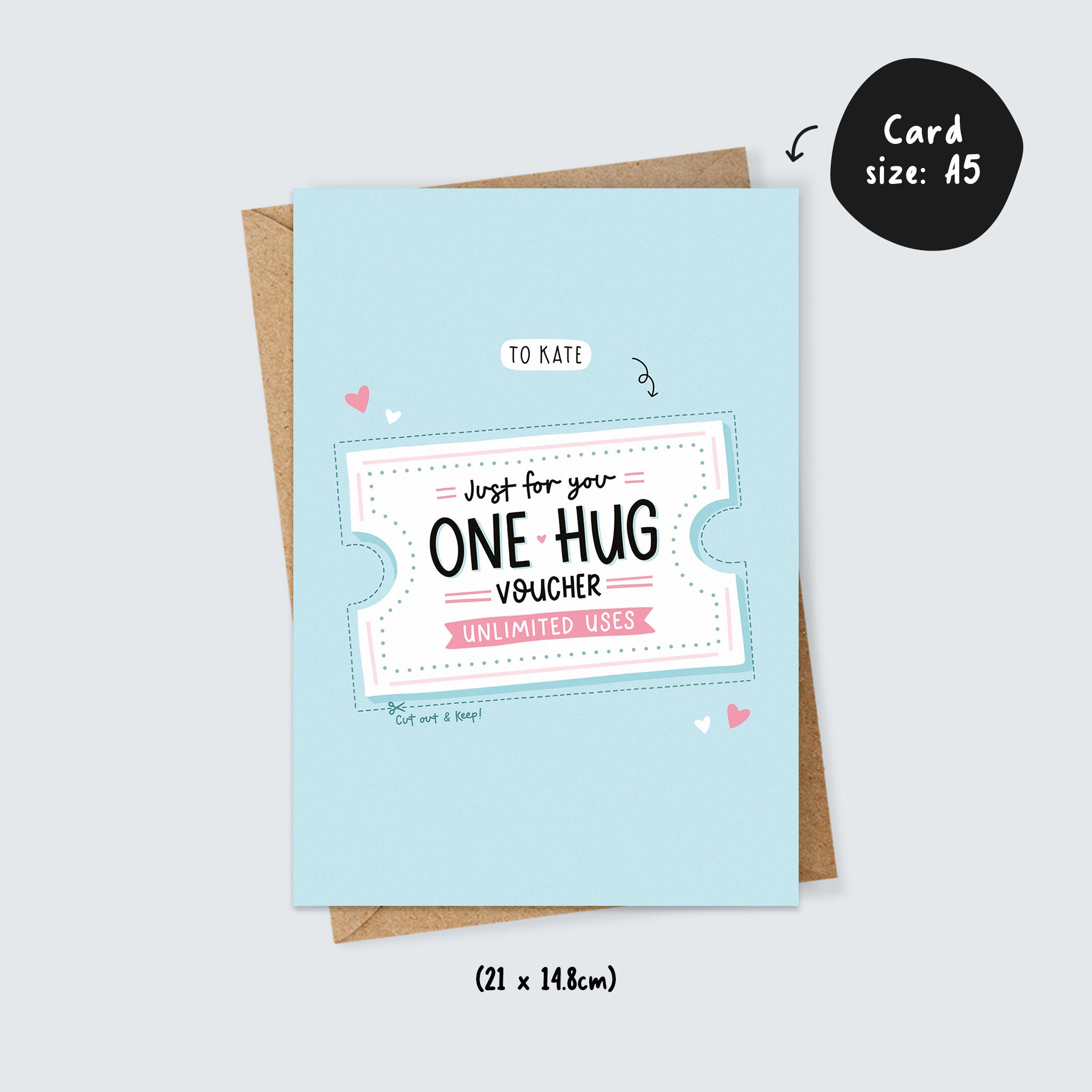 Personalised One Hug Voucher Cute Cut Out and Keep Voucher Etsy UK