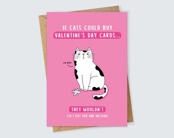 Personalised Funny Valentine's Day Cat Card for Animal Lovers Crazy Cat Lady Pet Illustration Humour Sarcastic Cat