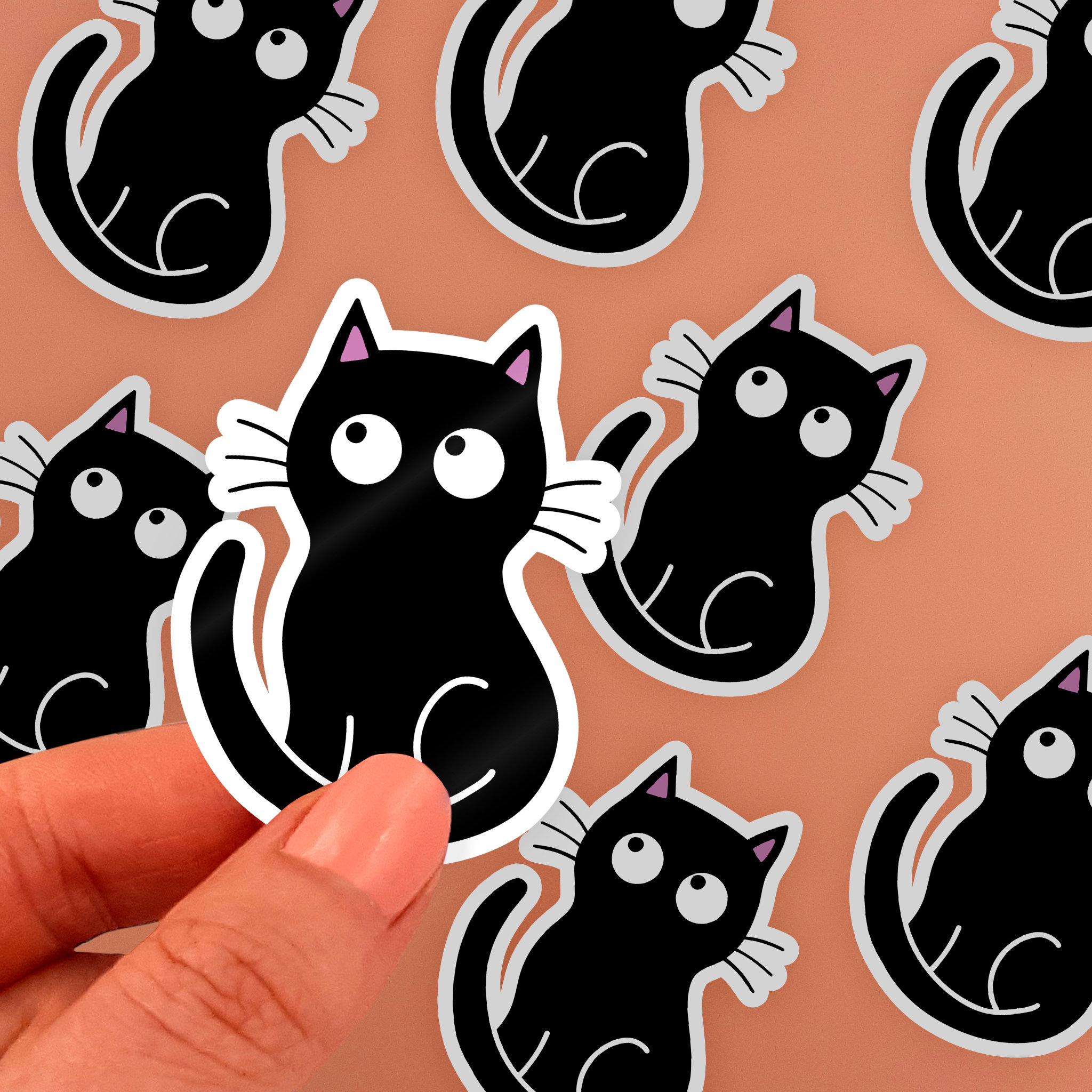 Spooky Black Cat Vinyl Sticker | Lucky Halloween Cat | Laptop Water ...