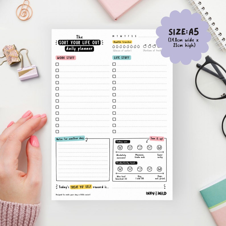 Sort Your Life Out Daily Planner A5 Desk Pad Work/Life Balance To-Do List Motivational Notepad Cute Student Agenda Family Schedule image 2