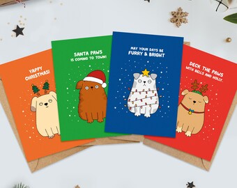 Hunde am Weihnachtskarten-Multi-Pack-Set niedlicher Weihnachtshündchen-Haustier-Wortspielkarten für Tierliebhaber