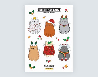 Katzen Aufkleber (A5) süsse saisonale Tiere Scrapbooking Dekoration für Planer Bullet Journals oder Kinderhandwerk