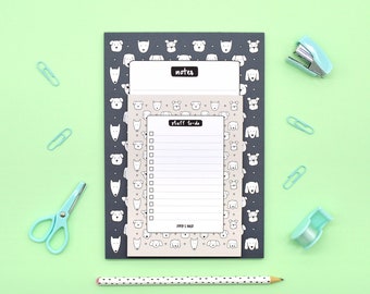 Dog Pattern Notepads Cute Illustrated Twin Pack To Do List and Notes