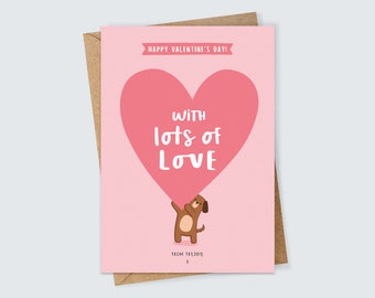 Personalised From the Dog Valentine's Day Card with Pet Name and Dog Illustration for Dog Mum or Dad