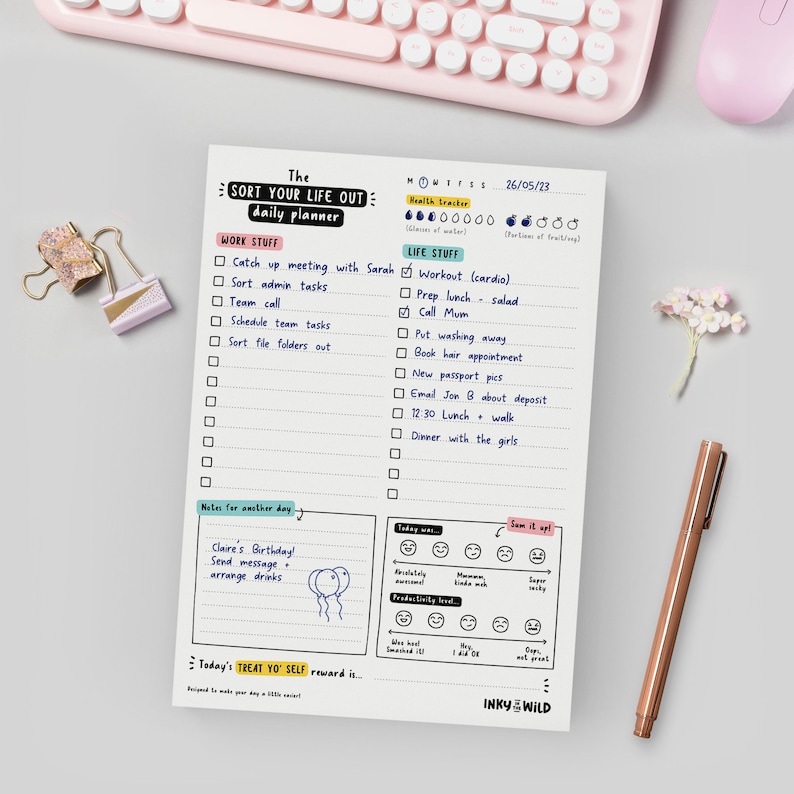 Sort Your Life Out Daily Planner A5 Desk Pad Work/Life Balance To-Do List Motivational Notepad Cute Student Agenda Family Schedule image 4