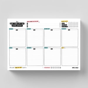 Sort Your Life Out Weekly Planner | A4 Desk Pad With To Do List | Motivation Goal Setting Notepad | Cute Student Revision Agenda | Organiser