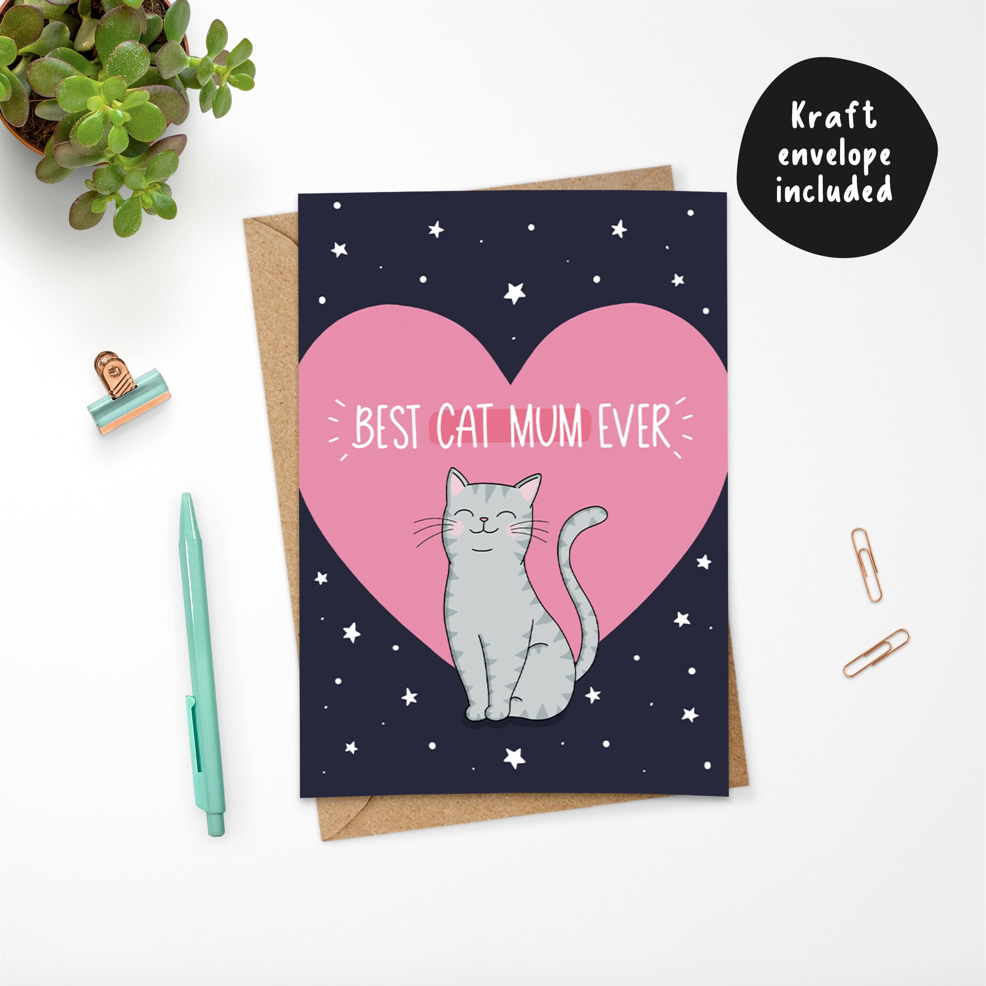 Best Cat Mum Ever Card for Birthdays or Mother’s Day Cute Pet ...