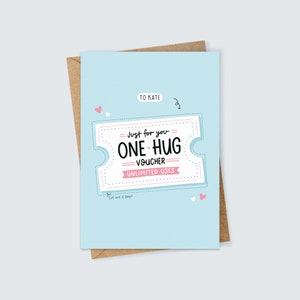 Gepersonaliseerde one-hug-tegoedbon leuk uitknippen en bewaren-voucher verjaardags- of miss-je-kaart