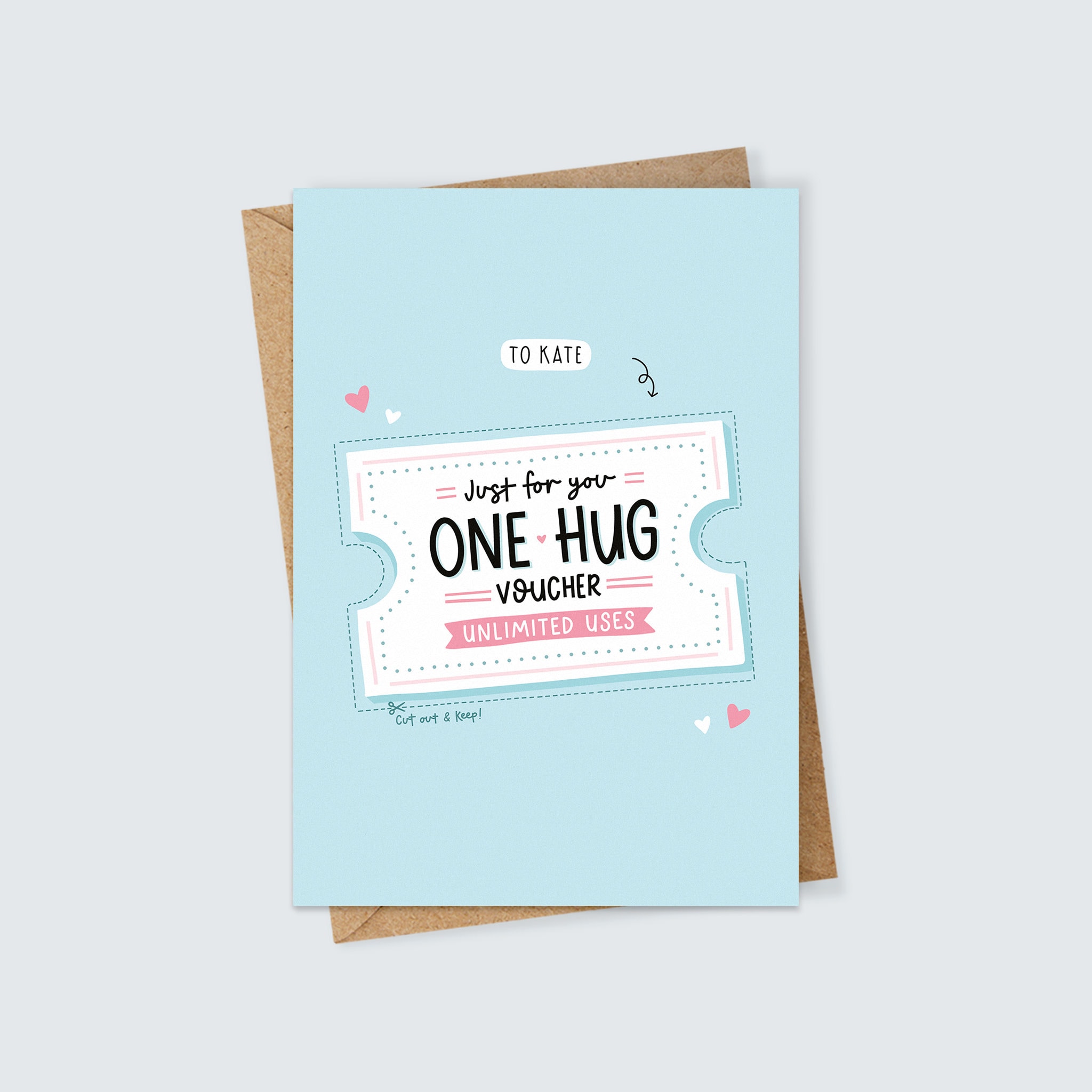 Personalised One Hug Voucher Cute Cut Out and Keep Voucher Birthday or ...