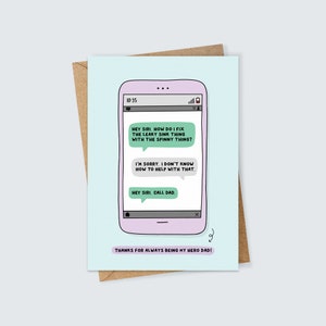 Hey Siri Call Dad Card Cartão de Dia dos Pais ou Aniversário para Ele Cartão de Herói de Smartphone Engraçado e Bonito