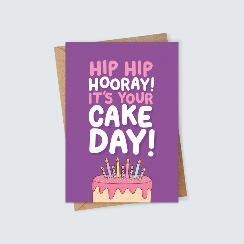 Hip Hip Hooray Cake Day Birthday Card image 1