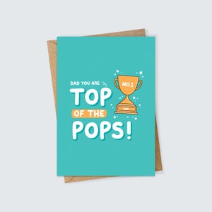Top of the Pops Festa del papà o biglietto di auguri di compleanno per papà Carino e divertente illustrato n. 1 Best Dad Card