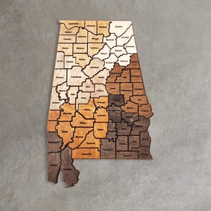 Alabama reiskaart appartement decoratie houten wandkaart USA kaart houten kaart van de Verenigde Staten wanddecoratie US kaart reizen grote houten wanddecoratie