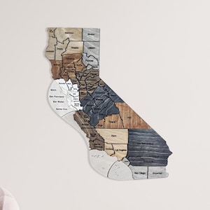 Kalifornien Reisekarte Wohnungsdekor Holzwandkarte USA Karte Holzkarte der Vereinigten Staaten Wandkunst US-Karte Reise große Holzwanddekoration
