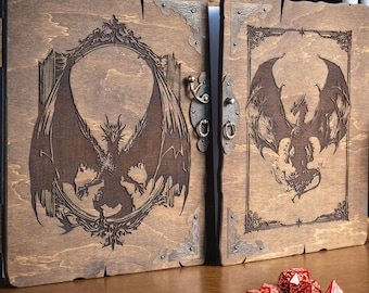 Handcrafted Wooden RPG DM Screen | Book of Ancient Legends | Game Master Screen for DnD, Pathfinder, Tabletop & Fantasy Roleplaying Games