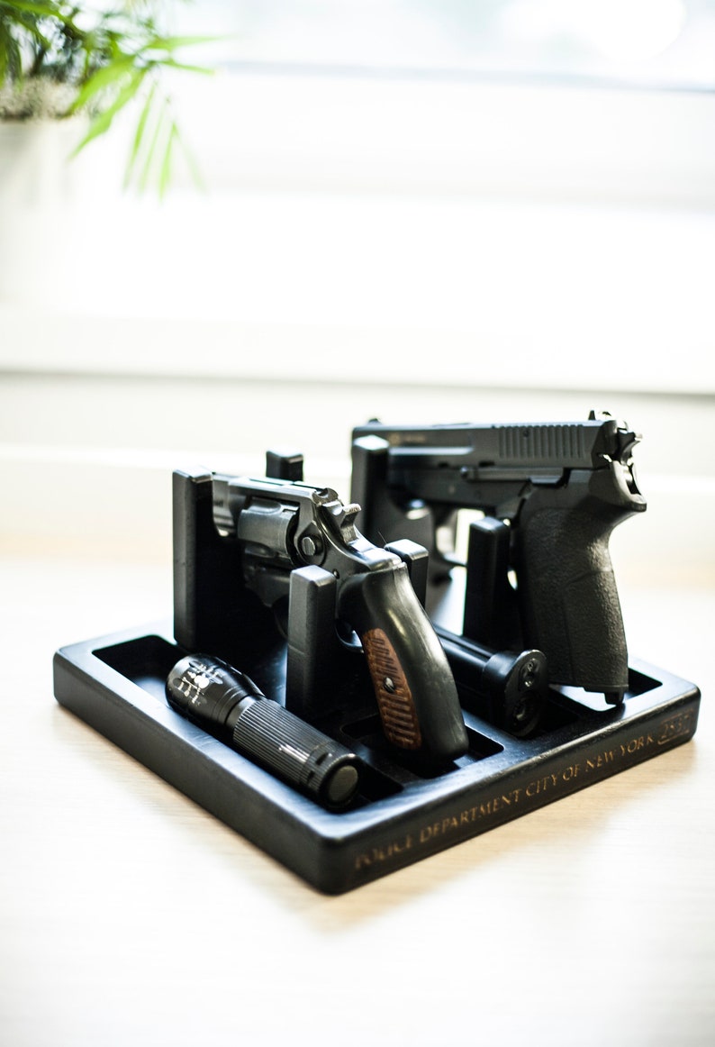 Nightstand organizer with gun holder Charging station phone Etsy