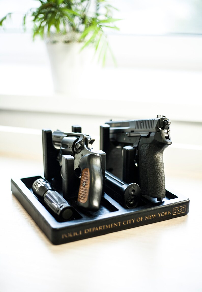 Nightstand organizer with gun holder Charging station phone Etsy