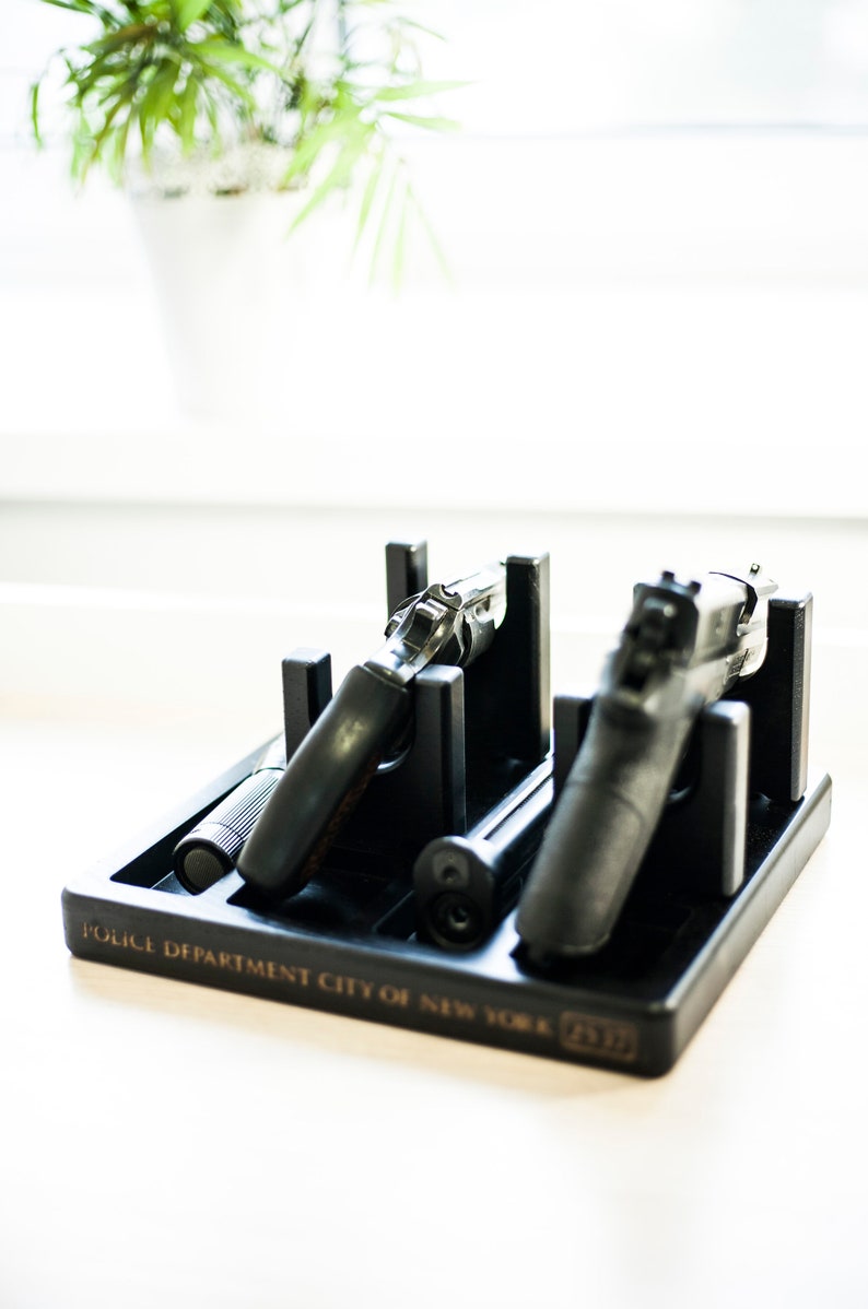 Nightstand organizer with gun holder Charging station phone Etsy