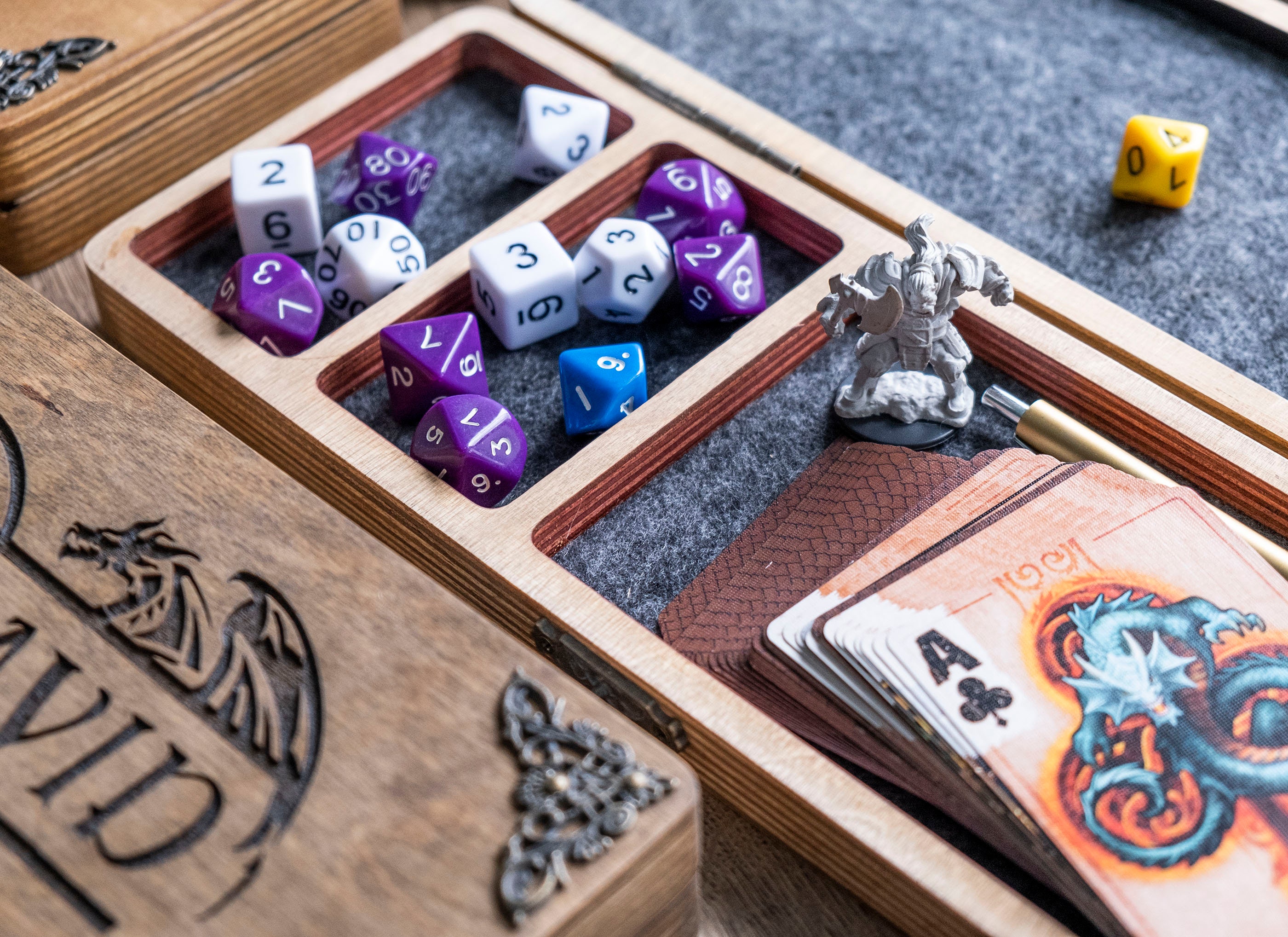 Dice Vault Table Top Role Playing and Gaming Accessories by Eldritch Arts  Wooden Box for Bones Board Games Tabletop Games 