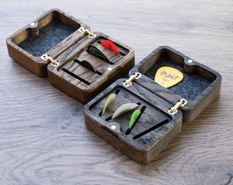 Guitar Pick Box-Custom-Wood-Personalized-Plectrum-Pick Case-Pick Holder-Musicians Gift-Gifts for Him-Guitar Player-New Year gift-Xmas gift