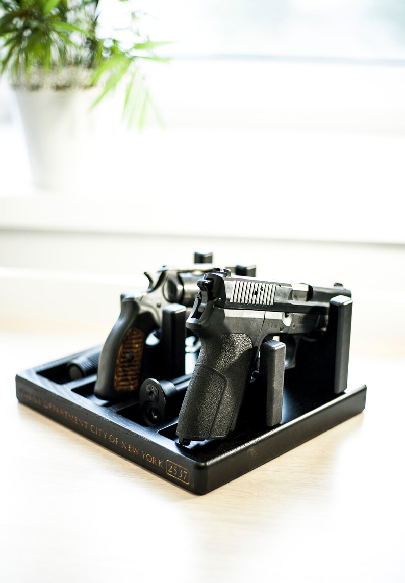 Nightstand organizer with gun holder Charging station phone Etsy