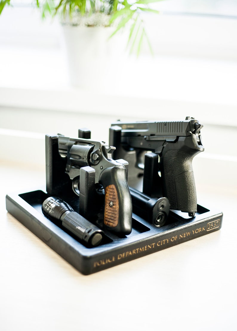 Nightstand organizer with gun holder Charging station phone Etsy