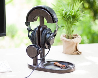 gift idea headphone - game headphone stand - concrete stand - headphones mount - wood stand - headset stand wood - headphone dock - gift men