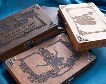 dice vault - table top - role playing and gaming - accessories  - Wooden box for bones - board Games - tabletop Games