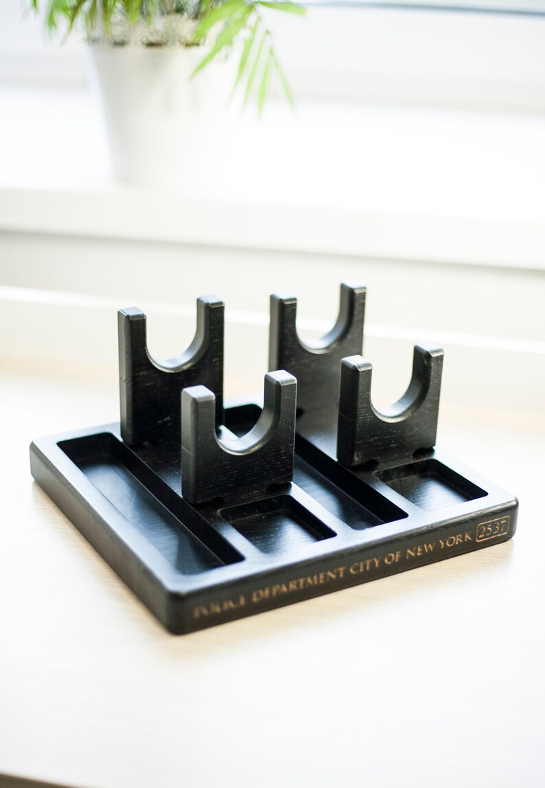 Nightstand organizer with gun holder Charging station phone Etsy