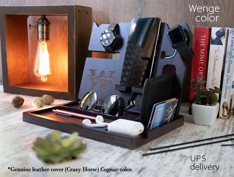 Nightstand charging station Bedside charging station Mens Etsy