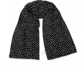Long Corn Neck Wrap /Washable Cover /Heating Pad Neck Wrap /Moist Heat Therapy/ Black and Grey Polka Dot/ Corn Heating Pad