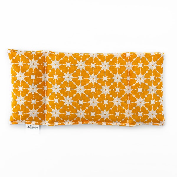 Eye Pillow / Three Sectioned / Corn Eye Pillow /  Cold Pack / Warm Pack / Sinus Pressure / Headaches / Orange White Beige / Starburst