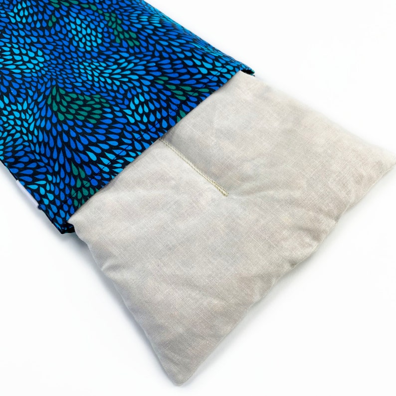 Weighted Corn Neck Wrap/ Heated Corn Bag/ Cold Therapy/ Shoulders and Neck/ Wrap Around Heating Pad/ Blues and Green Tear Drops image 3