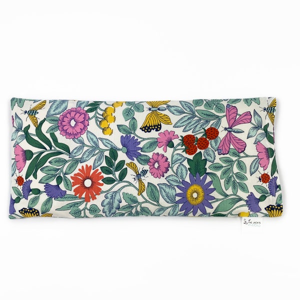 Three Sectioned Eye Pillow / Removable, Washable Cover / Corn Bag / Migraine Relief / Sinus Congestion / Floral / Grandma's Garden