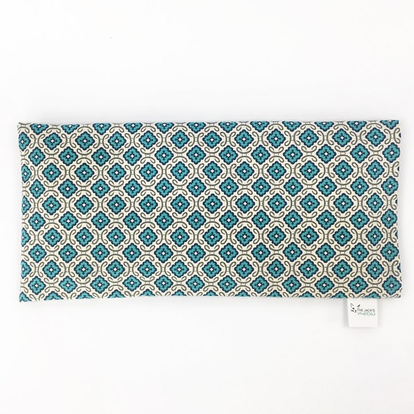 Corn Eye Pillow / Removable Washable Cover /Migraine Relief / Grey and Blue Diamond