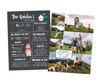 Year In Review Christmas Card Template - 5x7 Photo Card - Photoshop Template - INSTANT DOWNLOAD or Printable - YIR04
