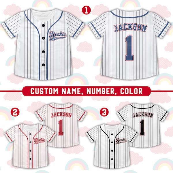 Personalized Kids Baseball Jersey, Rookie Of The Year, Custom Name Number Piping Jersey Shirt, Kids Youth Sports Uniform, Baseball Lover