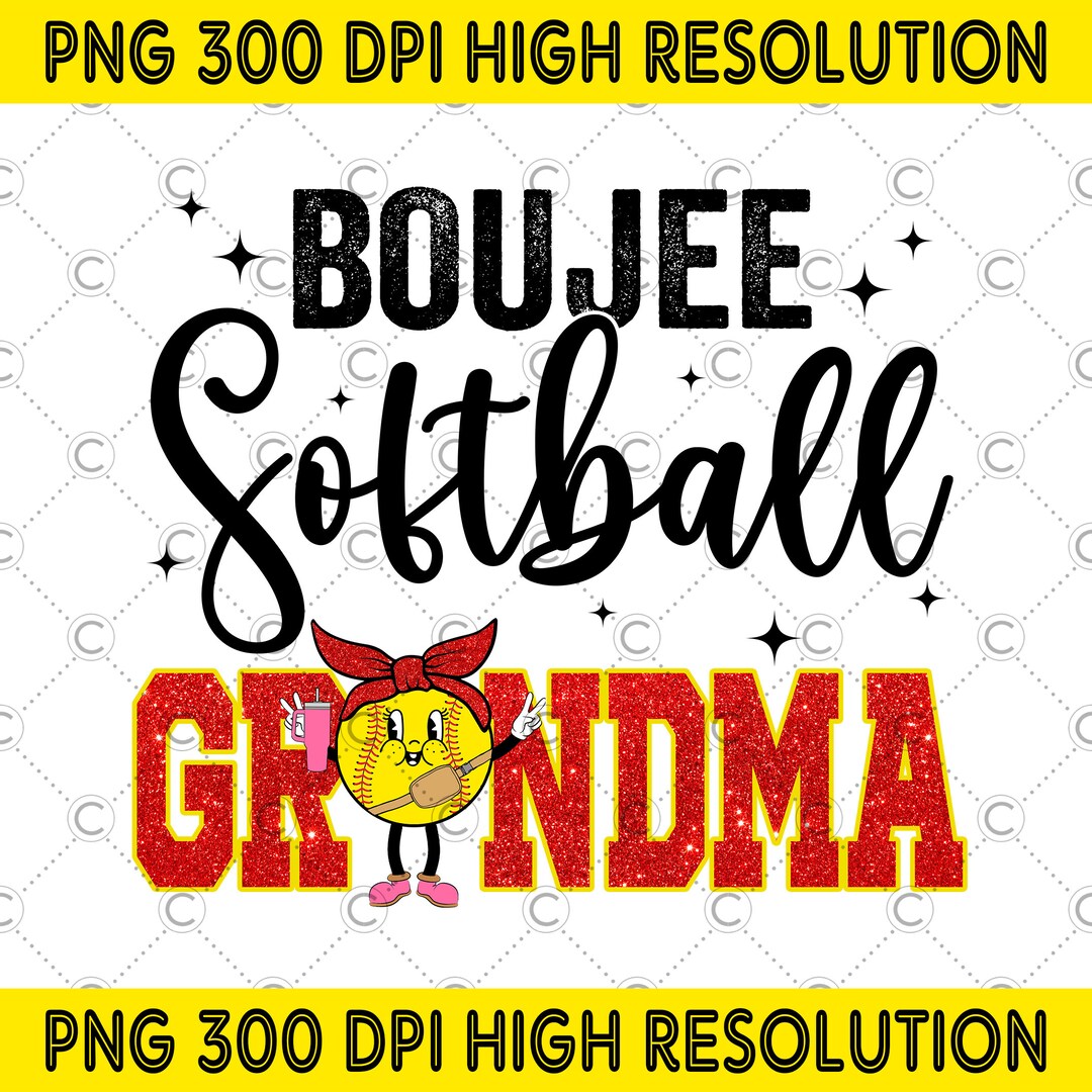 Boujee Softball Grandma PNG, Glitter Softball Digital Download