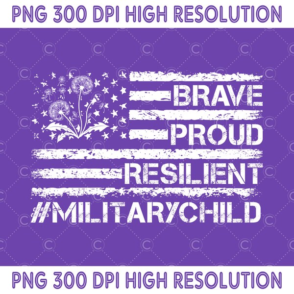 Purple Flag Military Kids PNG, Military Kids Digital Download, Brave Proud Resilient PNG, Military Mom Appreciation Awareness Sublimation