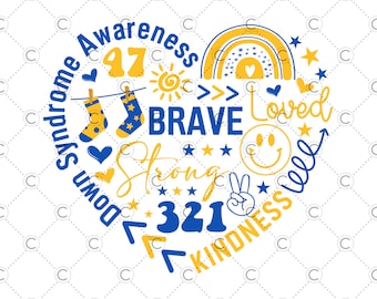 Down Syndrome PNG, Down Syndrome Awareness Heart PNG, Down Syndrome Month Support Digital Download, Sped Teacher Sublimation